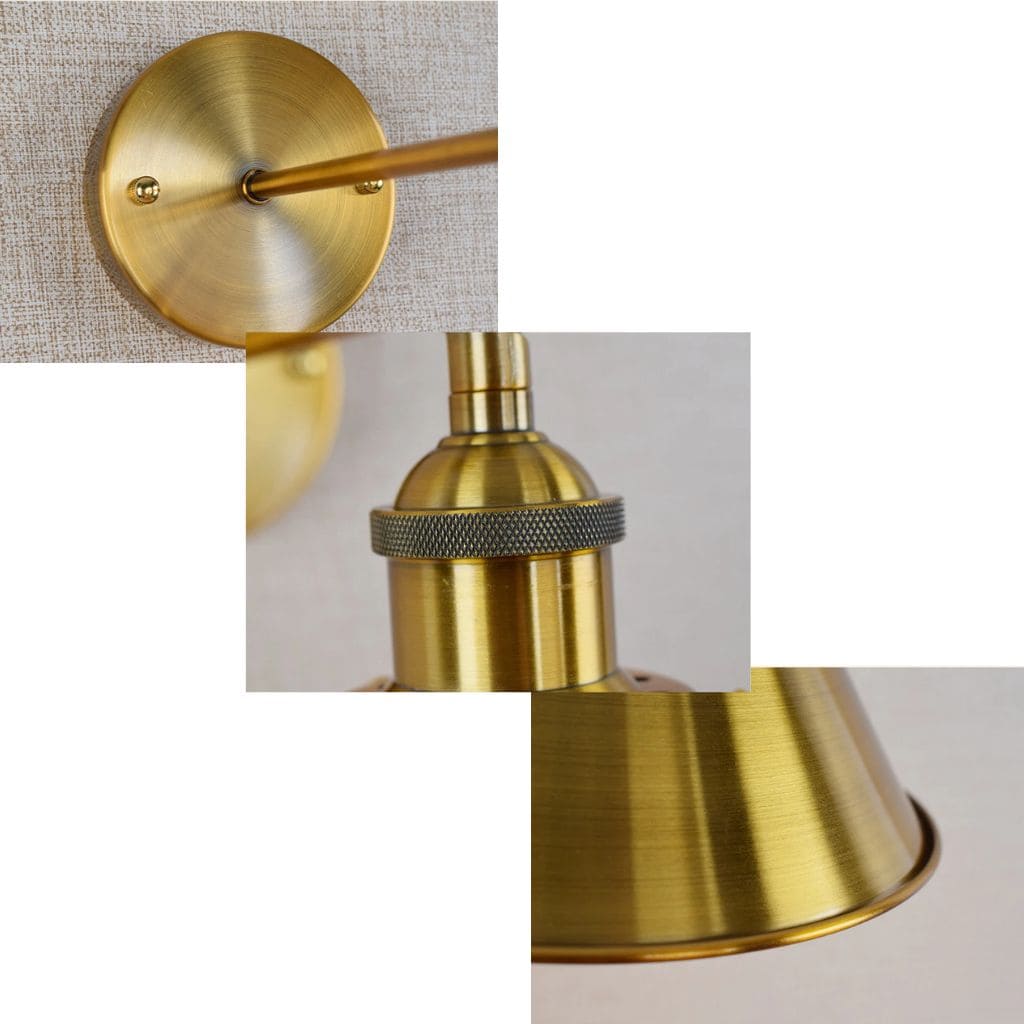 Goldene industrielle Vintage -Wandleuchte