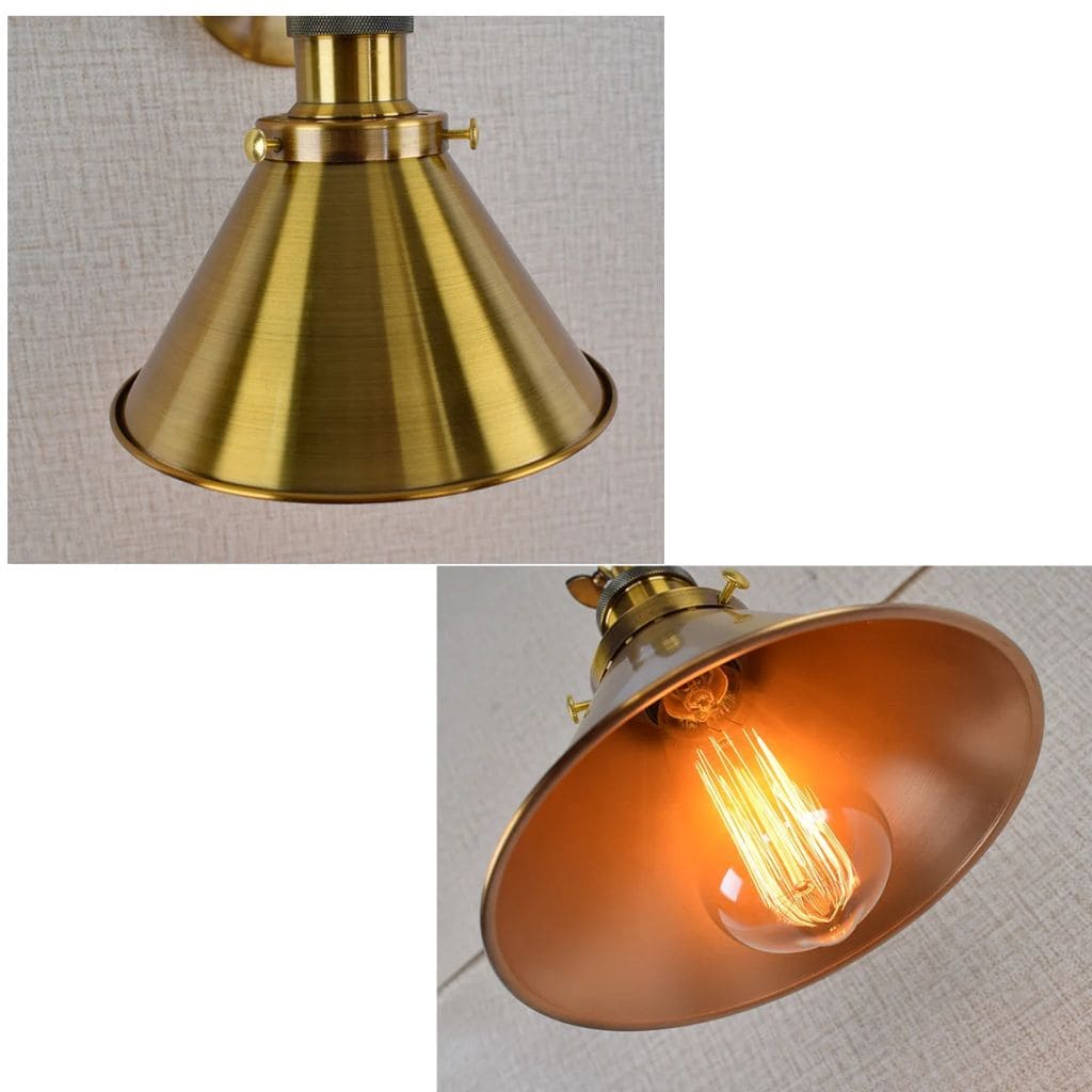 Goldene industrielle Vintage -Wandleuchte