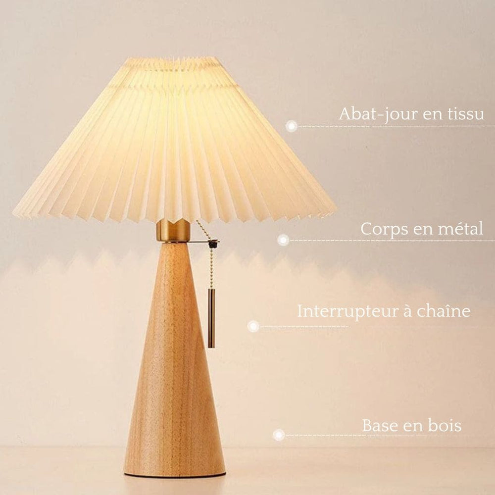 Retro gefaltete Tischlampe in festem Holz