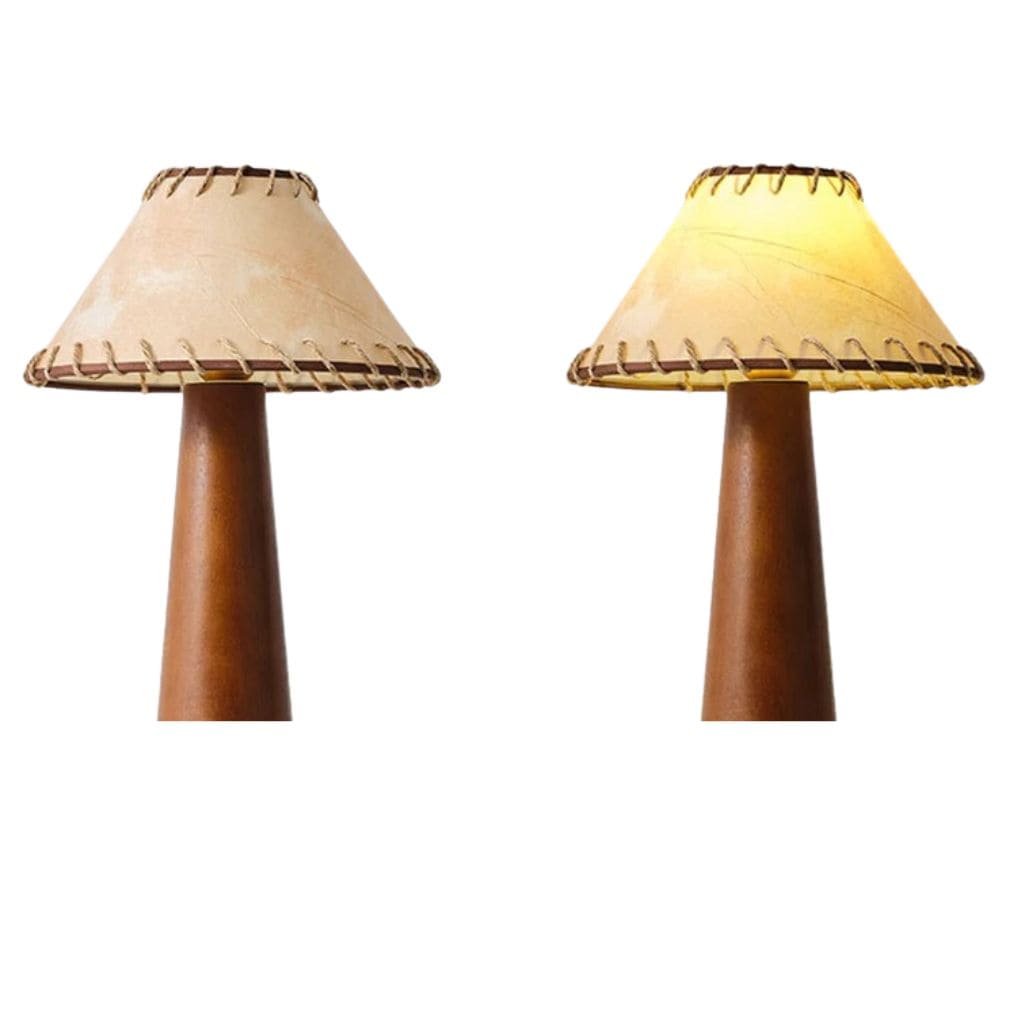 Retro -Tischlampe in festem Holz