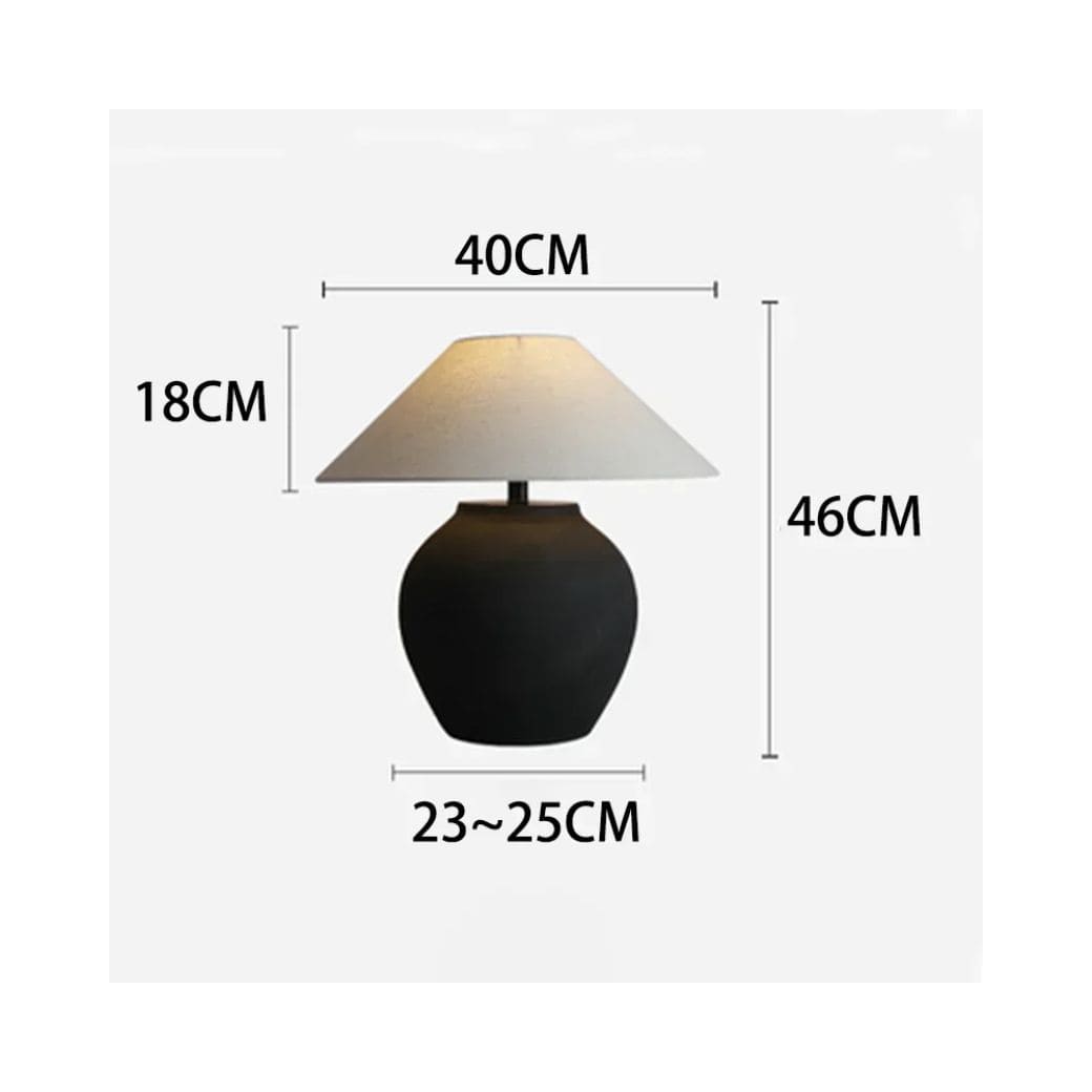 Nordische Keramiktischlampe mit Stofflampenschirm