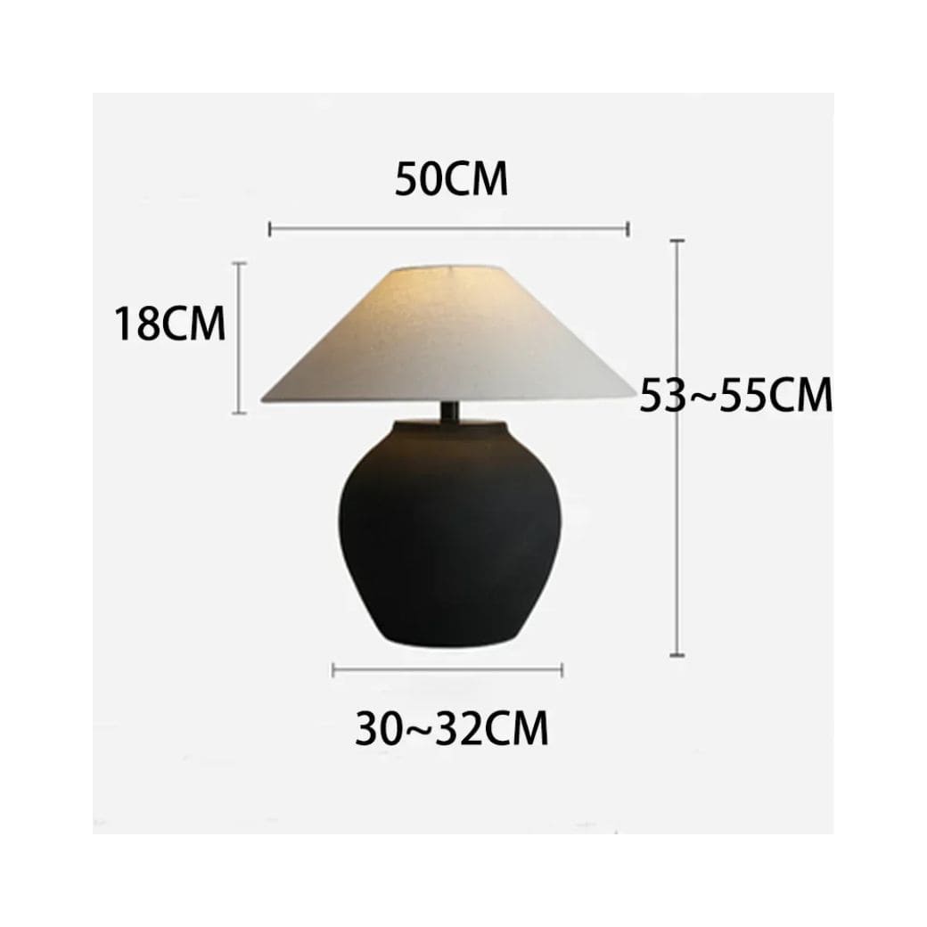 Nordische Keramiktischlampe mit Stofflampenschirm